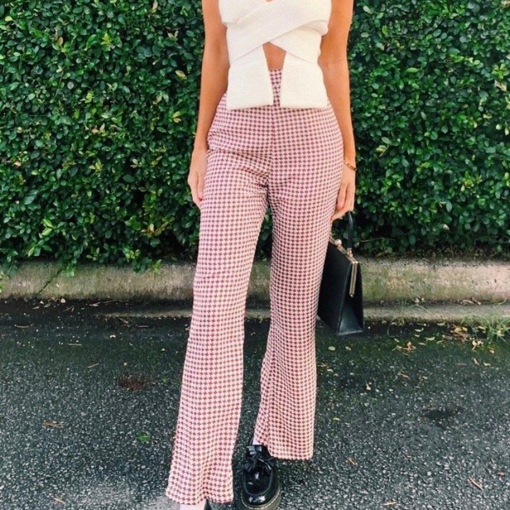 NEW Verge Girl Take Manhattan Check Pants Wine